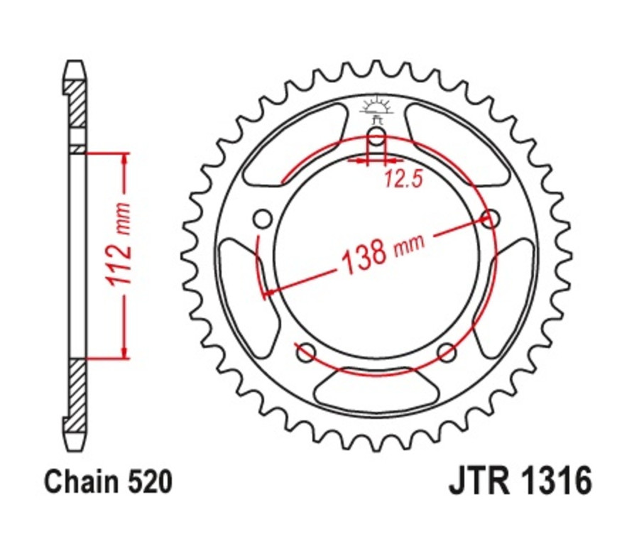 Couronne JT SPROCKETS acier standard 1316 - 520