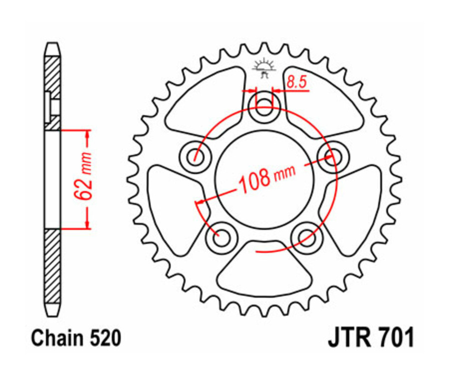 Couronne JT SPROCKETS acier standard 701 - 520