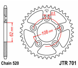 Couronne JT SPROCKETS acier standard 701 - 520 - 1075090002