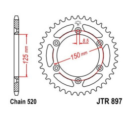 Couronne JT SPROCKETS zinc standard 897 - 520 - 1075181003