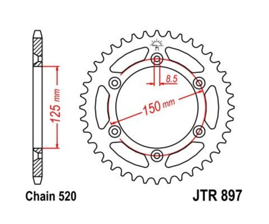 Couronne JT SPROCKETS zinc standard 897 - 520