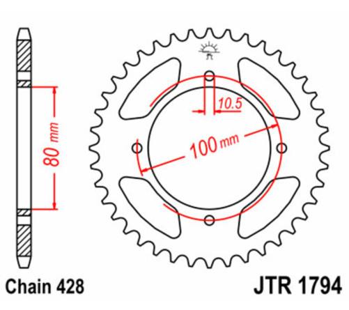 Couronne JT SPROCKETS acier standard 1794 - 428 - 1074944001