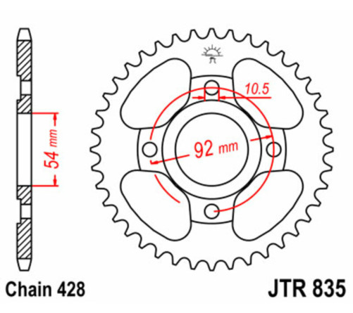 Couronne JT SPROCKETS acier standard 835 - 428 - 1075148006