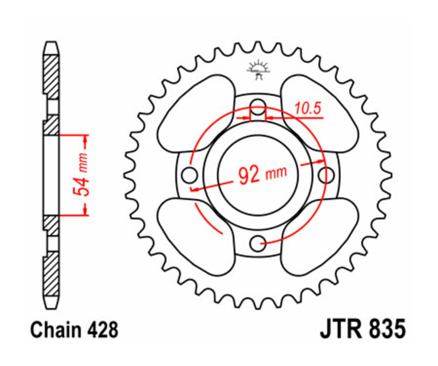 Couronne JT SPROCKETS acier standard 835 - 428