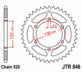 Couronne JT SPROCKETS acier standard 846 - 520 - 1075157005