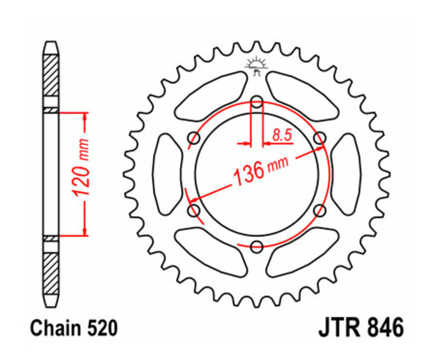 Couronne JT SPROCKETS acier standard 846 - 520