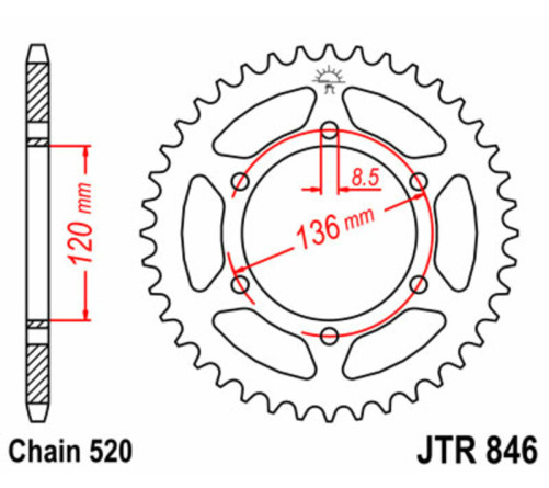 Couronne JT SPROCKETS acier standard 846 - 520 - 1075157005