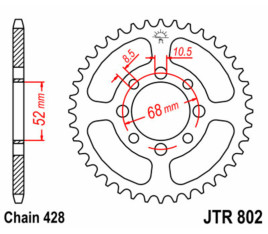 Couronne JT SPROCKETS acier standard 802 - 428 - 1075116001