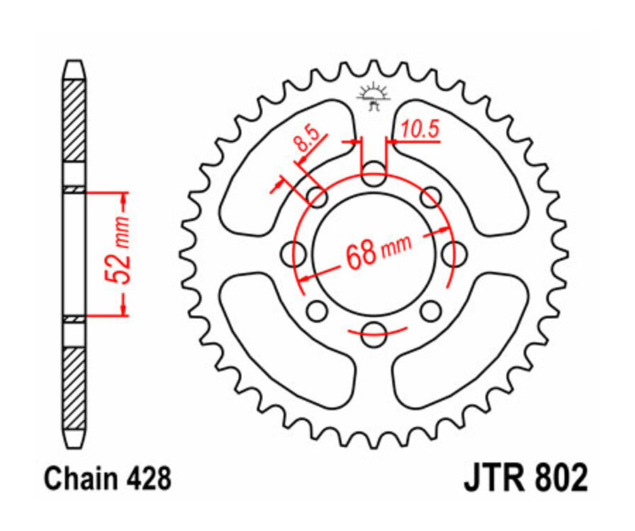 Couronne JT SPROCKETS acier standard 802 - 428