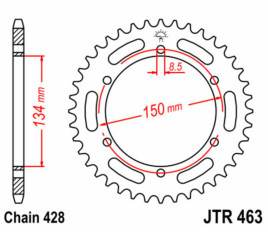 Couronne JT SPROCKETS acier standard 463 - 428 - 1075046001