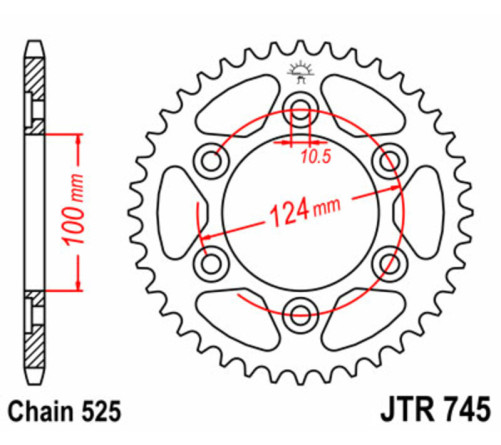 Couronne JT SPROCKETS acier standard 745 - 525 - 1075102001