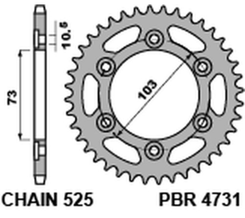 Couronne PBR acier C45 standard 4731 - 525 - 1075400002