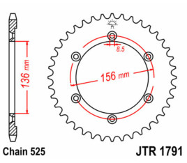 Couronne JT SPROCKETS acier standard 1791 - 525 - 1074941001