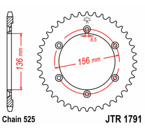 Couronne JT SPROCKETS acier standard 1791 - 525 - 1074941001