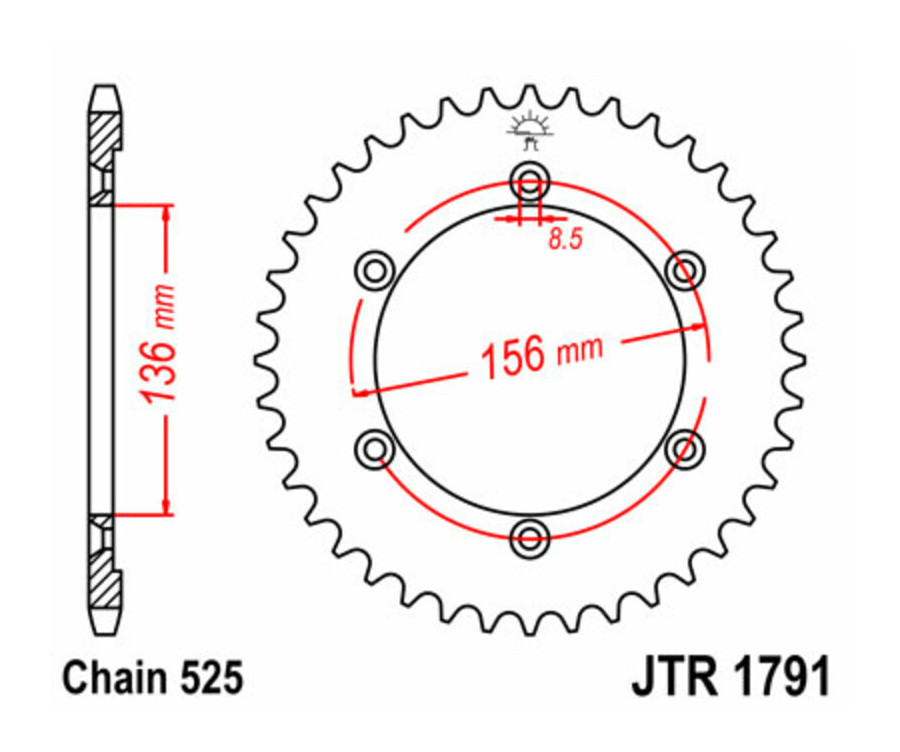 Couronne JT SPROCKETS acier standard 1791 - 525