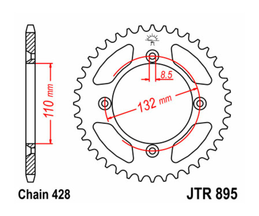 Couronne JT SPROCKETS acier standard 895 - 428