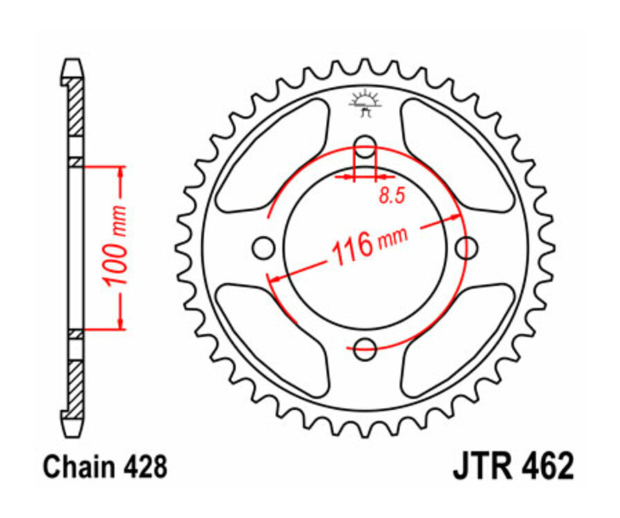 Couronne JT SPROCKETS acier standard 462 - 428