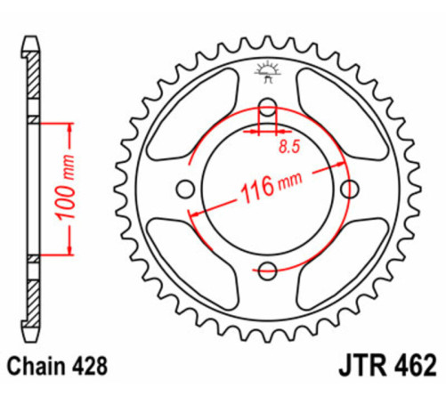 Couronne JT SPROCKETS acier standard 462 - 428 - 1075045002