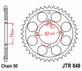 Couronne JT SPROCKETS acier standard 848 - 530 - 1075159001