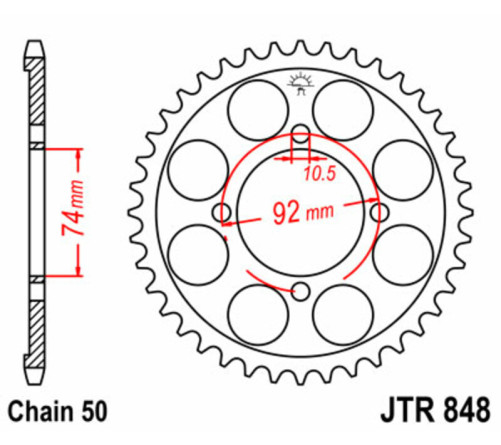 Couronne JT SPROCKETS acier standard 848 - 530 - 1075159001