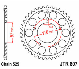 Couronne JT SPROCKETS acier standard 807 - 525 - 1075519002