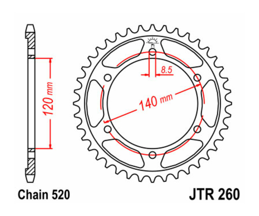 Couronne JT SPROCKETS acier standard 260 - 520