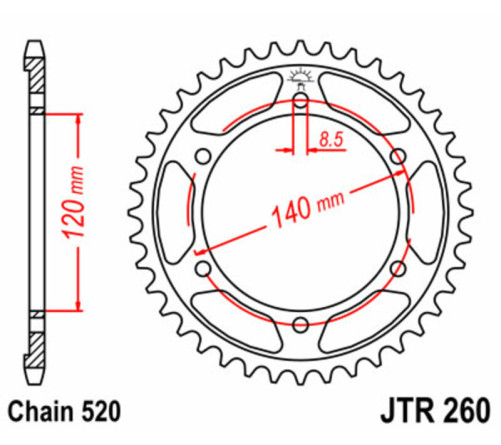 Couronne JT SPROCKETS acier standard 260 - 520 - 1075014001