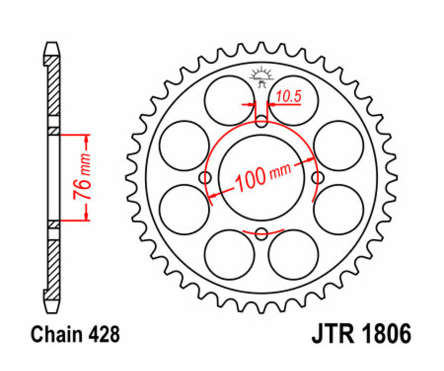 Couronne JT SPROCKETS acier standard 1806 - 428