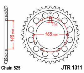 Couronne JT SPROCKETS acier standard 1311 - 525 - 1074899001