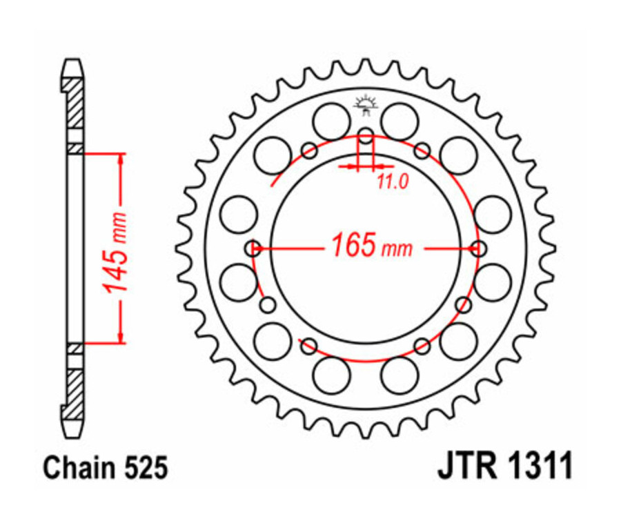 Couronne JT SPROCKETS acier standard 1311 - 525