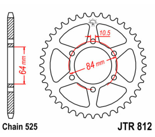 Couronne JT SPROCKETS acier standard 812 - 525 - 1075124001