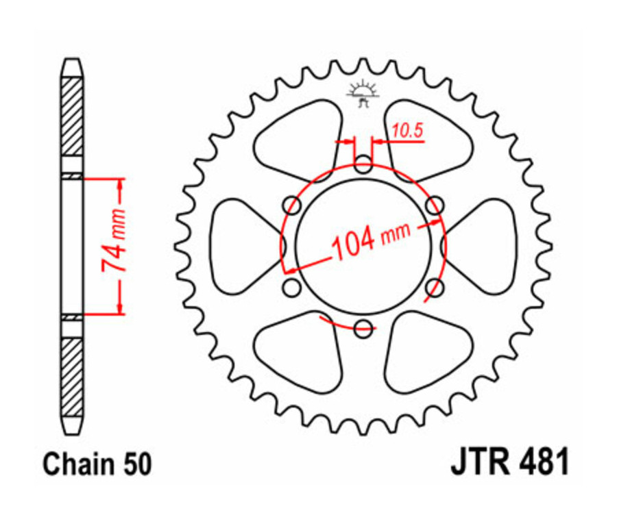 Couronne JT SPROCKETS acier standard 481 - 530