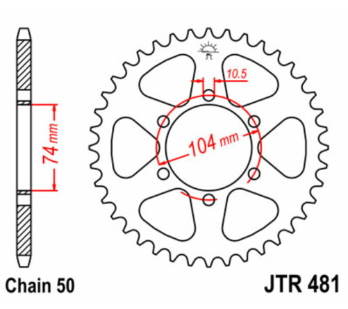 Couronne JT SPROCKETS acier standard 481 - 530 - 1075060002