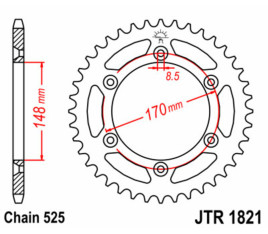 Couronne JT SPROCKETS acier standard 1821 - 525 - 1074952001