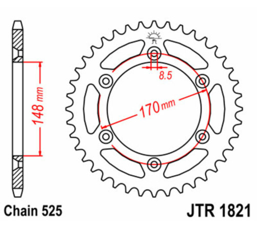 Couronne JT SPROCKETS acier standard 1821 - 525 - 1074952001