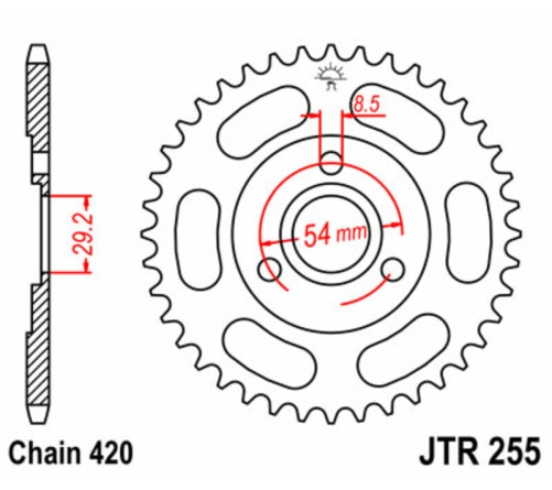 Couronne JT SPROCKETS acier standard 255 - 420 - 1075011002