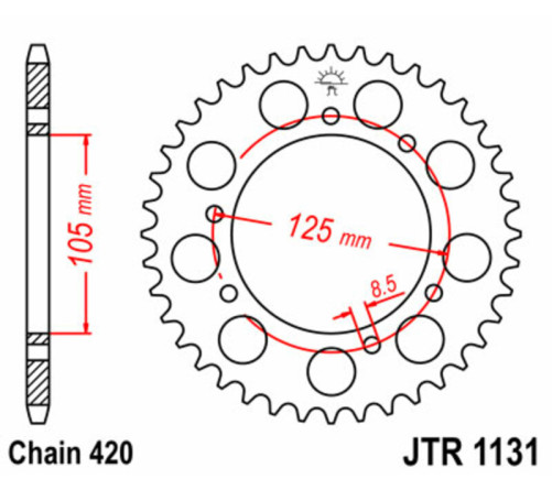 Couronne JT SPROCKETS acier standard 1131 - 420 - 1074876004