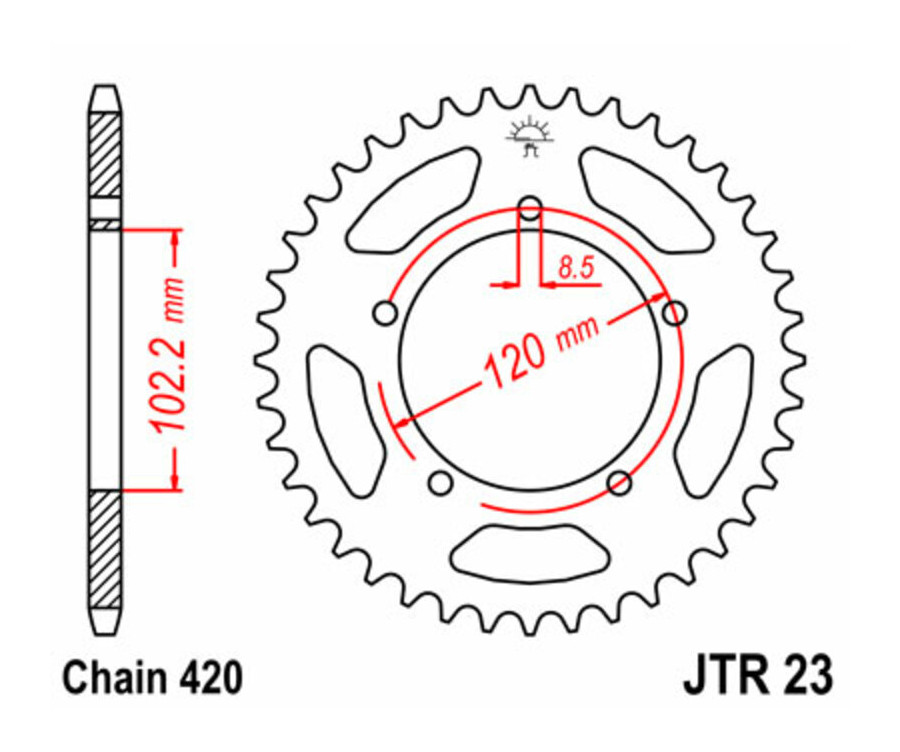 Couronne JT SPROCKETS acier standard 23 - 420