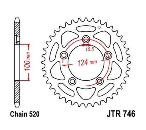 Couronne JT SPROCKETS acier standard 746 - 520 - 1075104003