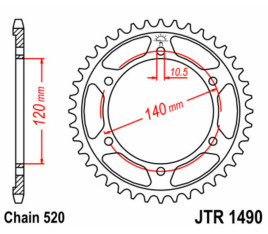 Couronne JT SPROCKETS acier standard 1490 - 520 - 1074932005