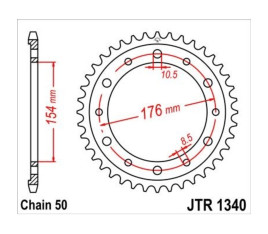 Couronne JT SPROCKETS zinc standard 1340 - 530 - 1074906001