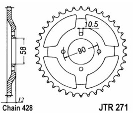 Couronne JT SPROCKETS acier standard 271 - 428 - 1075020001