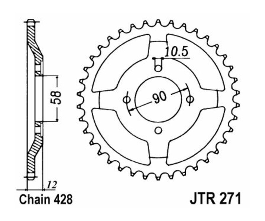 Couronne JT SPROCKETS acier standard 271 - 428