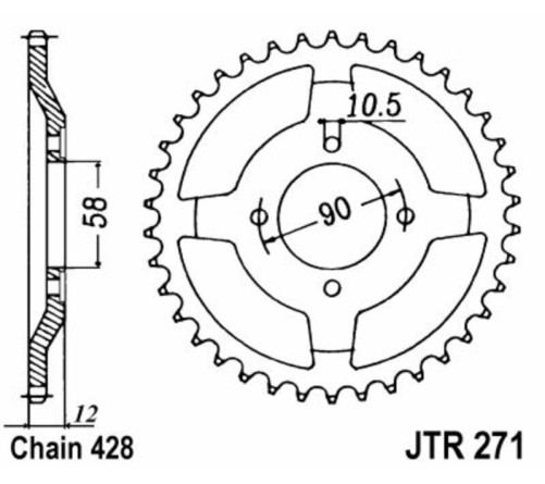 Couronne JT SPROCKETS acier standard 271 - 428 - 1075020001