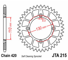 Couronne JT SPROCKETS aluminium Ultra-Light anti-boue 215 - 420 - 1074831003