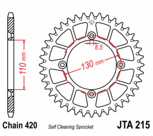 Couronne JT SPROCKETS aluminium Ultra-Light anti-boue 215 - 420 - 1074831003