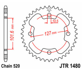 Couronne JT SPROCKETS acier standard 1480 - 520 - 1074929001