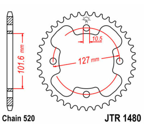 Couronne JT SPROCKETS acier standard 1480 - 520 - 1074929001