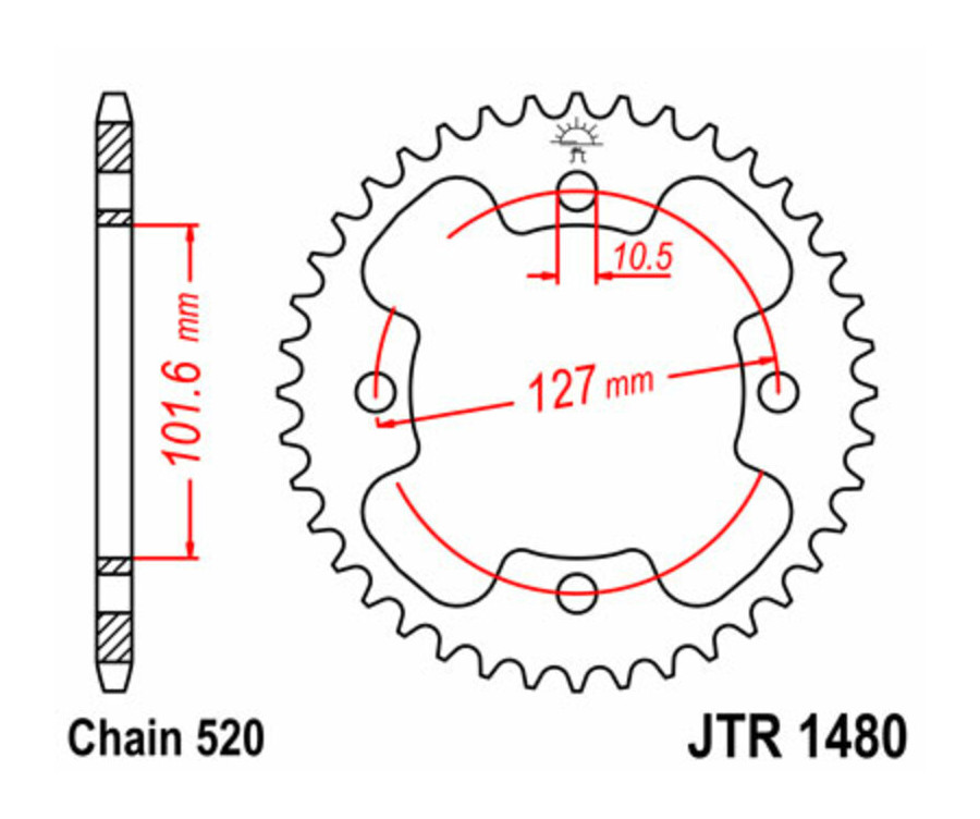 Couronne JT SPROCKETS acier standard 1480 - 525