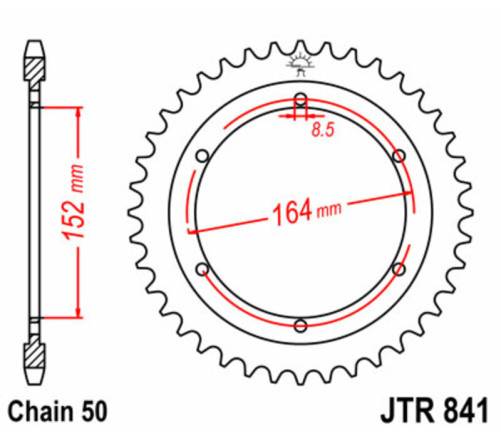 Couronne JT SPROCKETS acier standard 841 - 530 - 1075154001